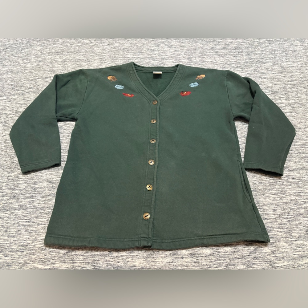 Vintage Cherokee Fall Leaves Sweater Cardigan Size Small